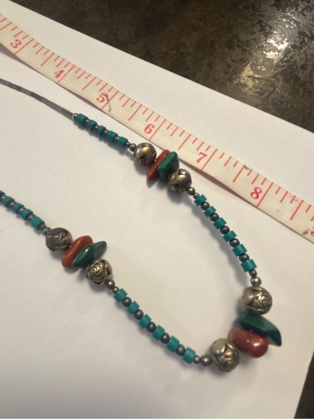 Handcrafted Turquoise & Coral Bead Necklace - Women Jewelry